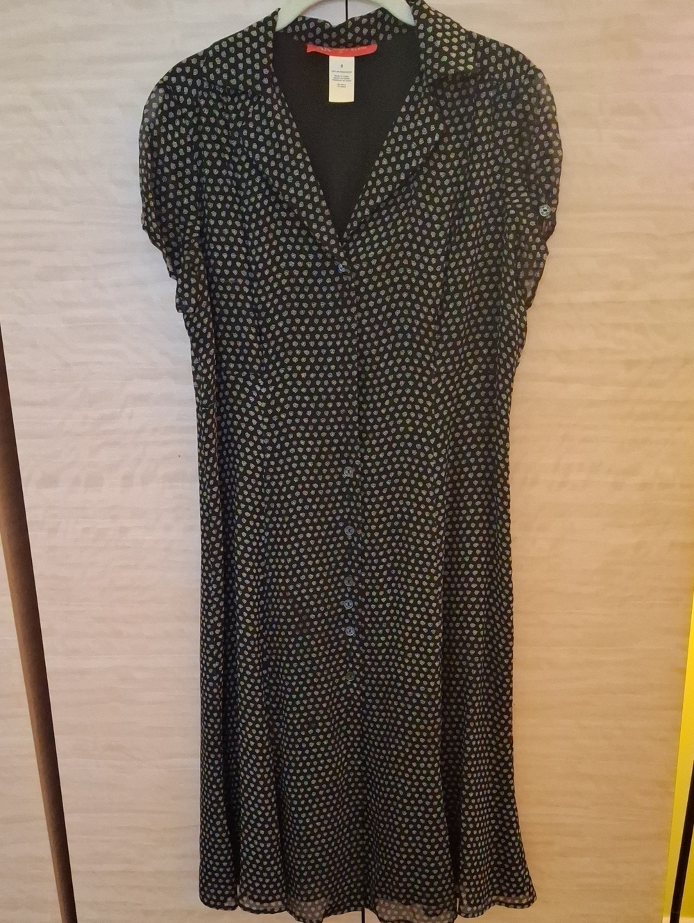 Anne Klein Black Dress with Tiny Multi-Colored Dots